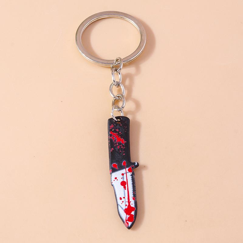Bloody Resin Saw Knife Keychain Halloween Key Ring Pendants for Car Key Holder DIY Key Chain Jewelry Gift