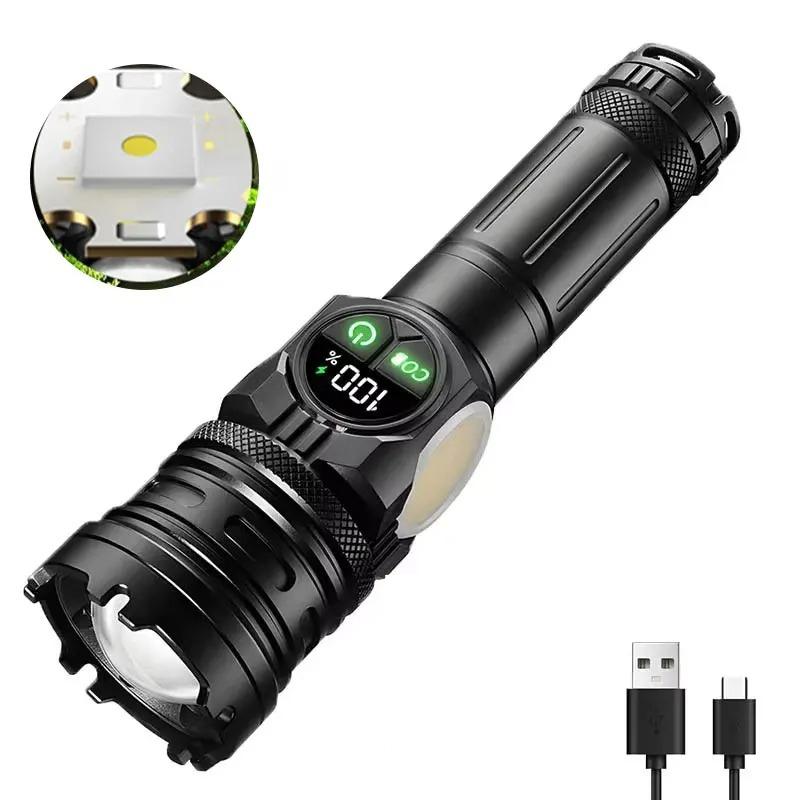 

Super Bright Rechargeable LED COB Flashlight With 9 Lighting Modes Multifunction Magnetic Outdoor Waterproof Lamp18650 Battery aluminum alloy-1200mAh