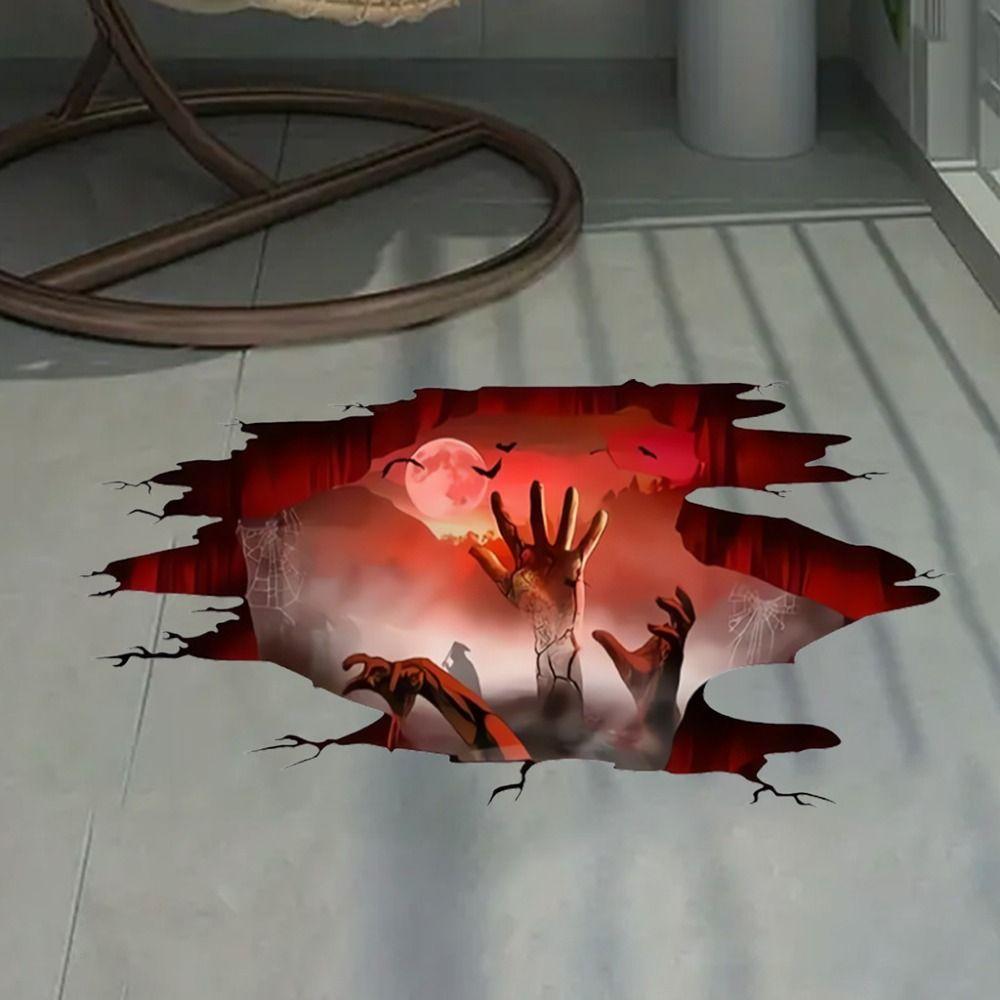 2Pcs/set Reusable Halloween Ghost Hand Sticker Halloween Static Stickers Wall Stickers