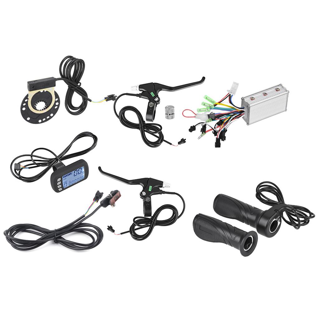 Controler Fără Perii 24V/36V 350W, Panou LCD, Mânere Accelerator, Kit Manete Frână pentru Biciclete Electrice Scutere Modificare