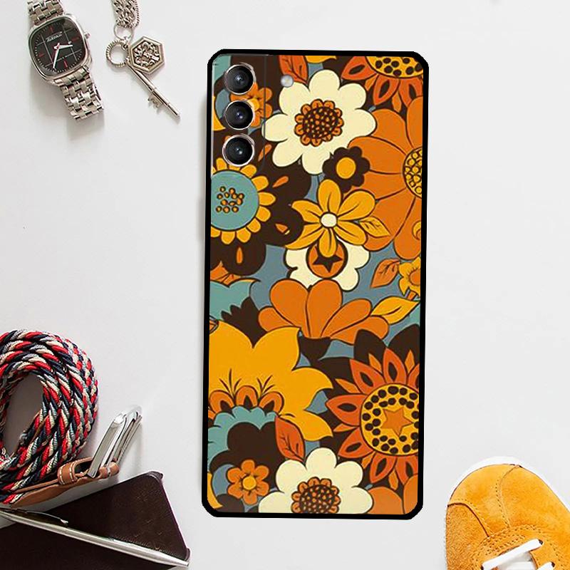 70s hippie  Psychedelic floral Case For Samsung Galaxy S25 Ultra S20 S21 S22 S23 Plus S24 Ultra S9 S10 S25 FE Cover Coque