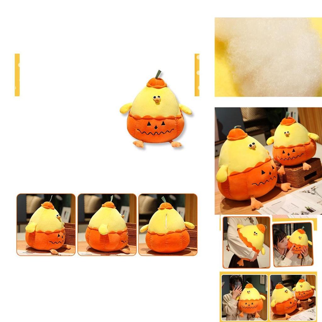 Funny Doodle Chicken Plush Toy Pumpkin Doll Cartoon Stuffed Animal For Halloween Gift