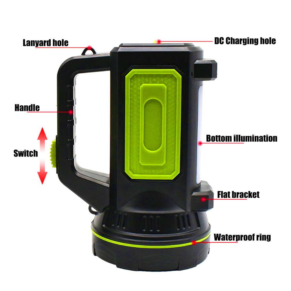 Super Bright Torch Searchlight Handheld Portable LED Spotlight USB Rechargeable Flashlight for Mining,Camping, Hiking, Fishing