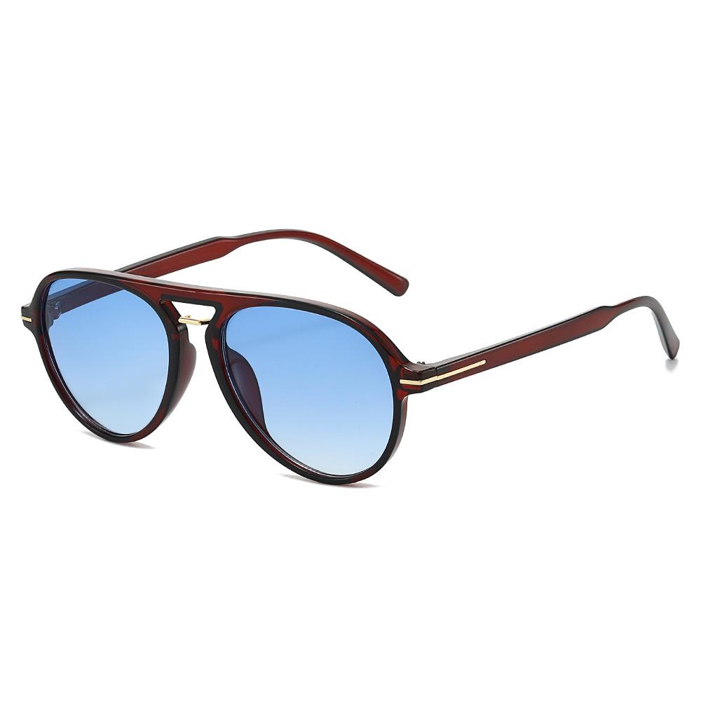 

2026 New Double Bridge Retro Blue Sunglasses, Men s Transparent Aviator Sunglasses