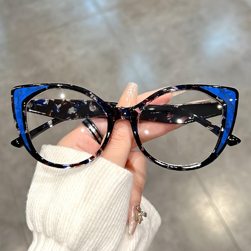Women's Cat Eye Shape Eyeglasses Frame Trendy Leopard Print Fashionable Eyeglasses Vintage Retro Style Optical Lens Frame for Ladies Stylish Accessory