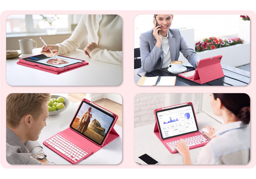Compatible Keyboard Case with Bluetooth RGB Backlight for Xiaomi Tablet 7/8 Pro, Redmi Pad 2/Pro 12.1, with Pen Slot.