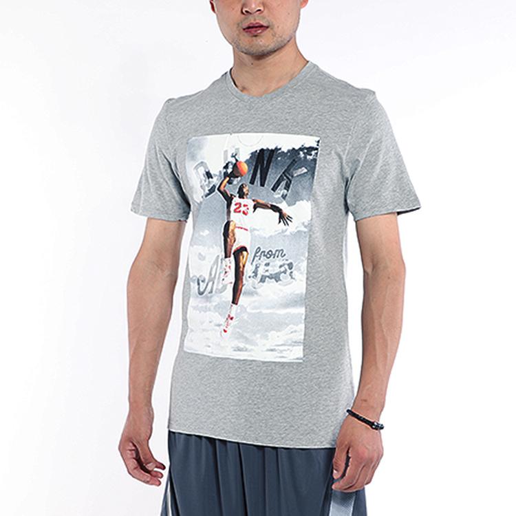 Jordan Dunk Print Crew Neck Regular Fit Short Sleeve T-Shirt Men Tops Grey 810790-063