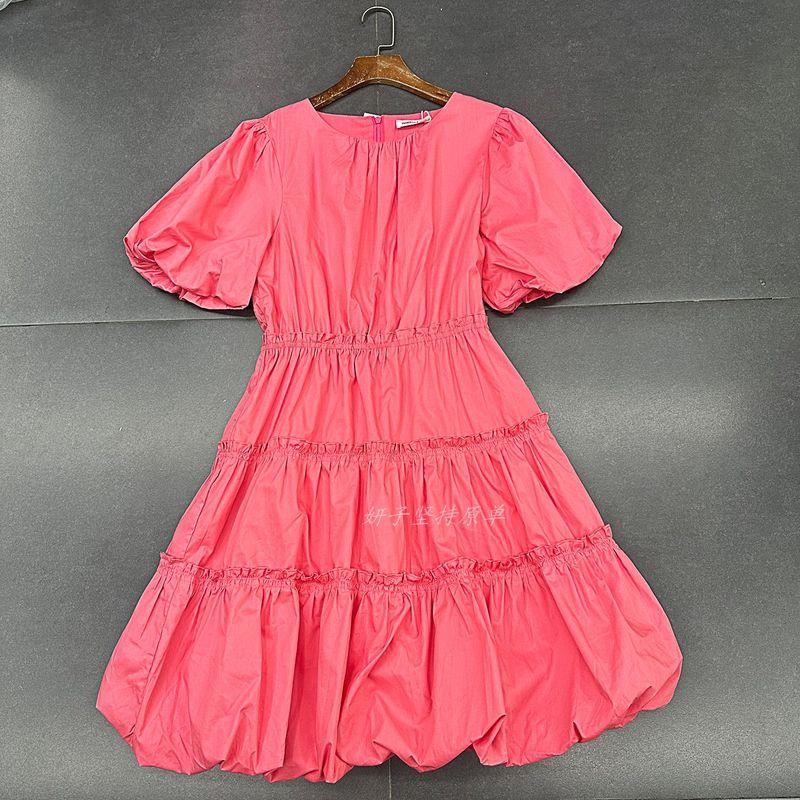 Export Single Cotton Bud Lantern Dress Wooden Ear Cute Cute Princess Dress Doll Type Puff Sleeve Dress