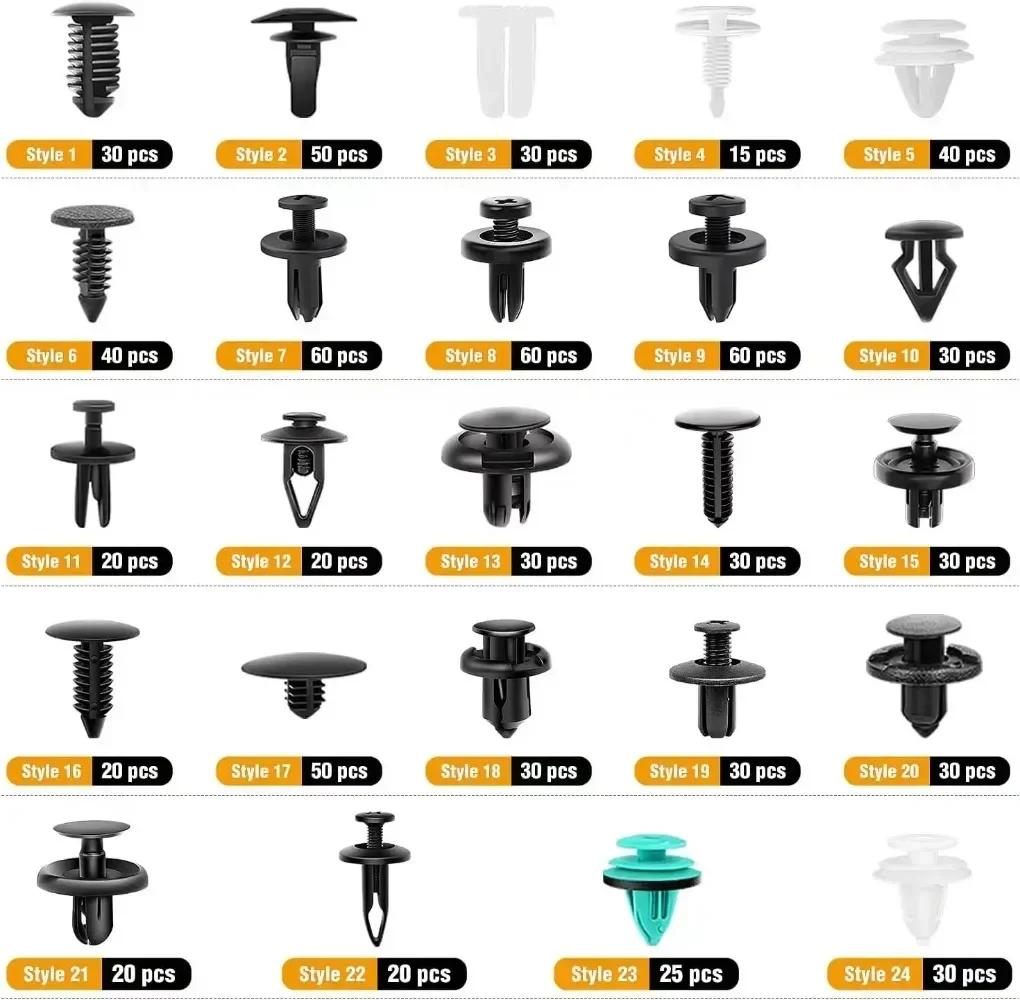 New 845pc-100Pc Car Fastener Clip Kit Fender Rivet Clip Auto Body Push Retainer Pin Rivet Bumper Door Trim Panel Retainer Repair