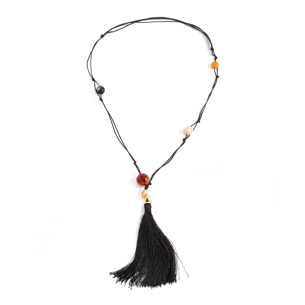 Salircon Bohemia Colorful Resin Acrylic Beads Leather Wax Thread Rope Pendant Choker Necklace for Women 2026 New Fashion Jewelry