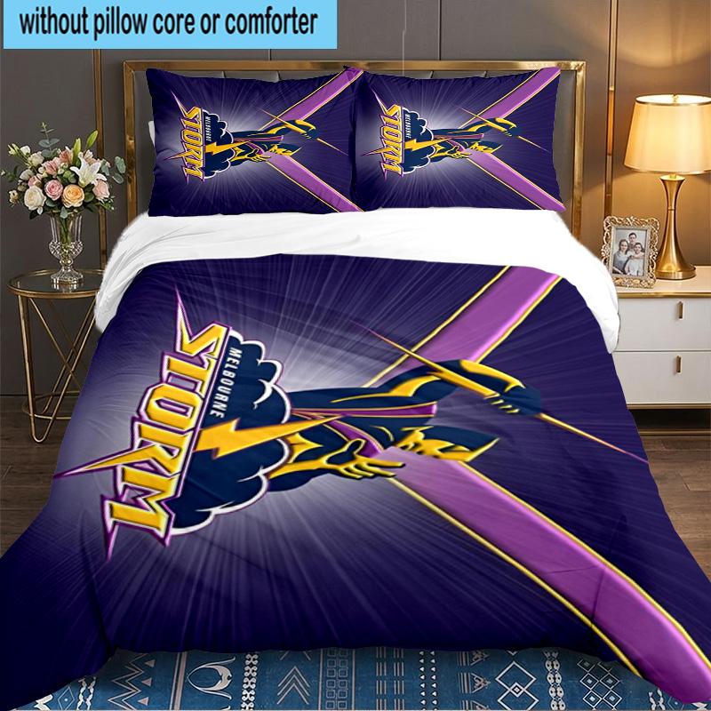 Melbourne Storm Team 3PCS Bedding set,Ideal for 1pc Duvet Cover And 2pcs Pillowcases Perfect for Fan gift,Ideal for Bedroom, Dormitory