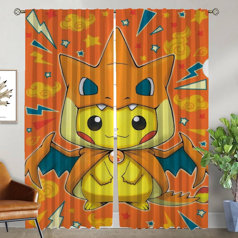 

Modern Living Room Curtains 2 Pieces P-pokemones Halloween Decoration Partition Window Curtain Home Interior Curtains for Camera W50xH70cmx2pcs-CL