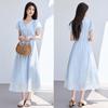VICTORIA&VERA French Romantic Puff Sleeve Midi Dress