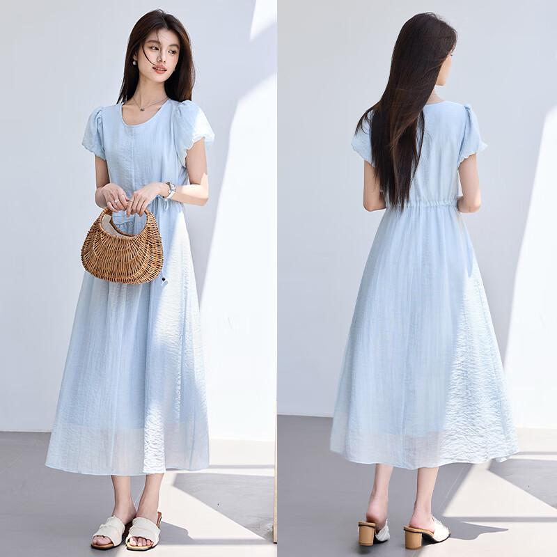 VICTORIA&VERA French Romantic Puff Sleeve Midi Dress