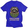 Italian Brainrot Raccoon Meme T Shirt for Men Pure Cotton Tshirt Humor Streetwaer Short Sleeve Tee Shirt Loose Fit