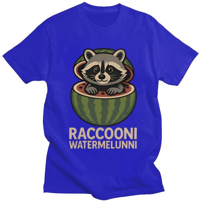 Italian Brainrot Raccoon Meme T Shirt for Men Pure Cotton Tshirt Humor Streetwaer Short Sleeve Tee Shirt Loose Fit
