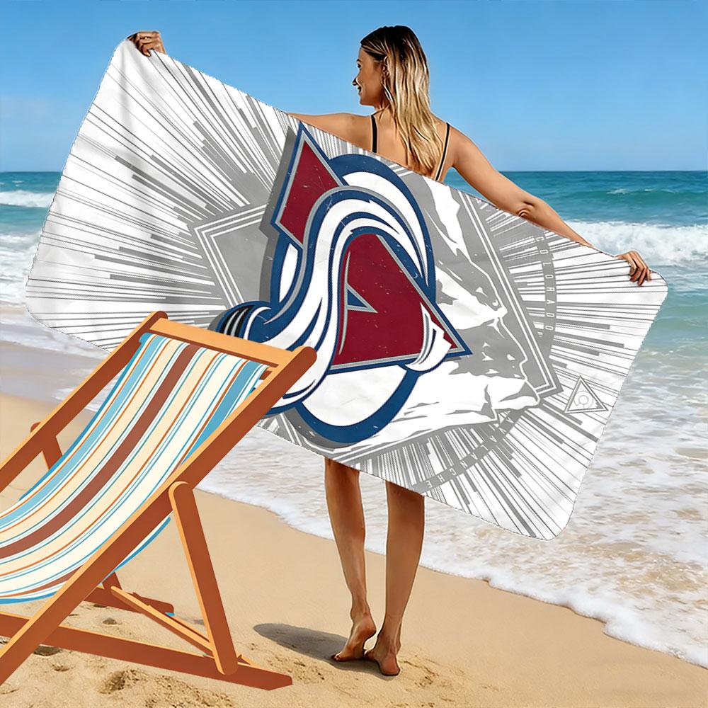 "Mountain Logo with Avalanche Design" Patterned beach towel quick dry perfect for travel outdoor sports jogging the beach and swimming