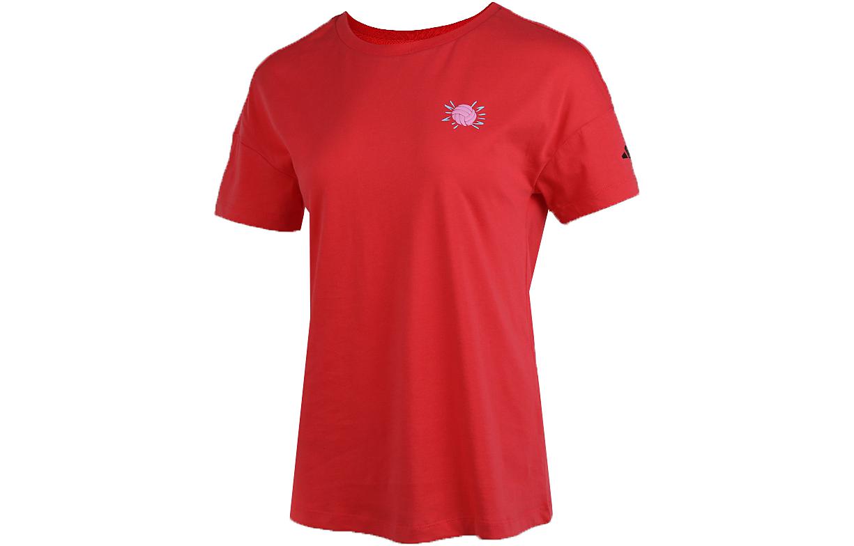 Adidas Drop Shoulder Sleeve T Shirt Women s Red FT2929 XS