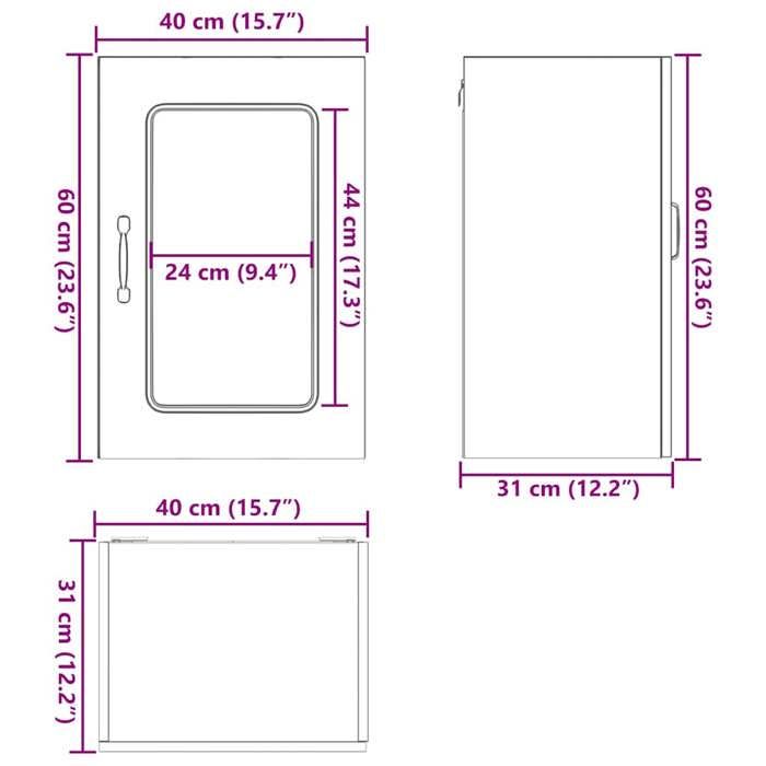 VidaXL Kitchen Wall Cabinet and Glass Door Kalmar Brown Oak, Kitchen Wall Unit, Wall Cabinets with 853534