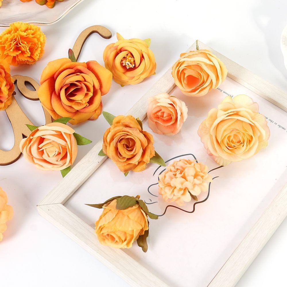 Autumn Orange Artificial Flowers Silk Fake Flowers for Home Room Decor Garden Wedding Decoration Bouquet Wreath Gift Accessories