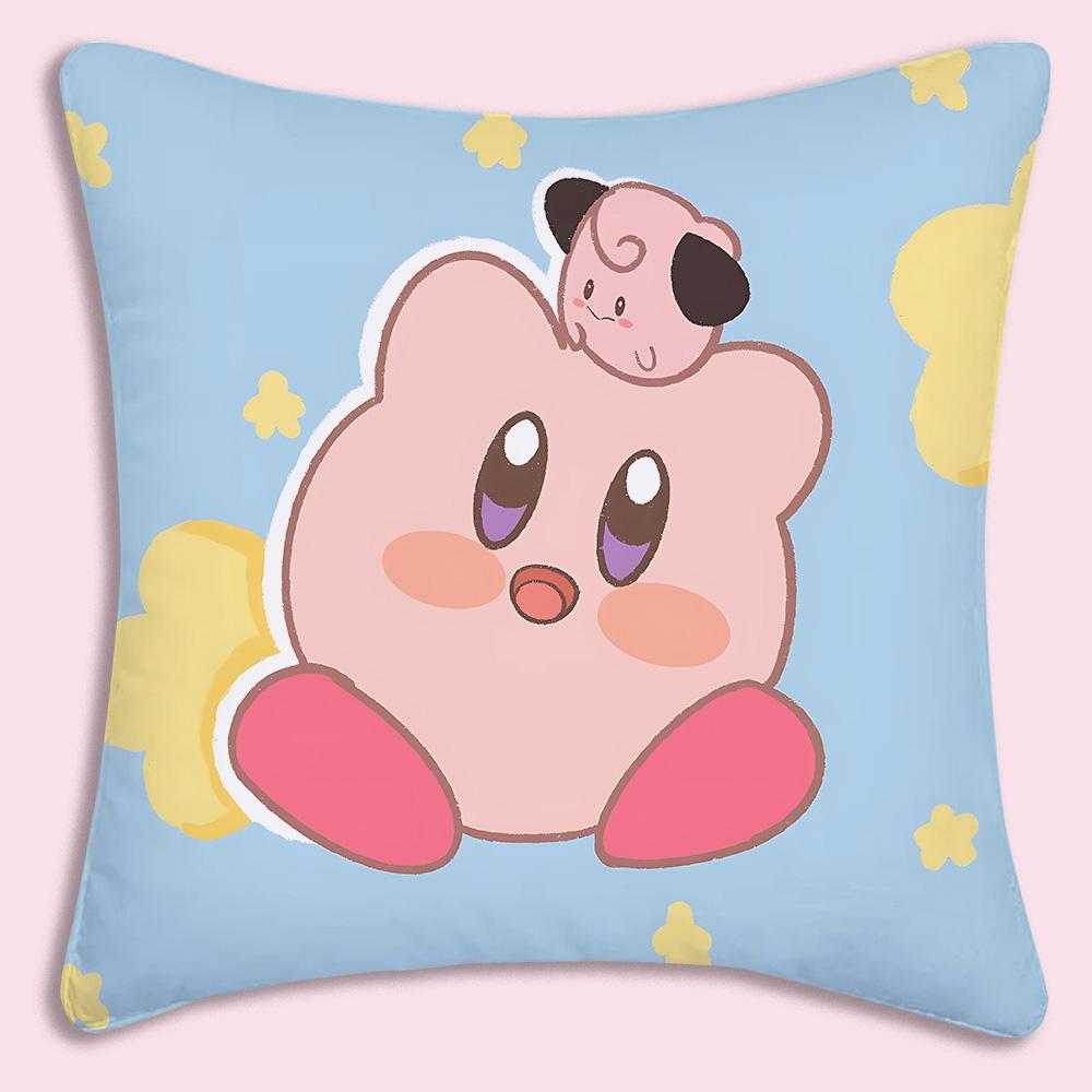 Hot Lovely KKirbies Pillow Covers Cartoon Sofa Decorative Home Doublesided Printing Short Plush Cute Cushion Cover