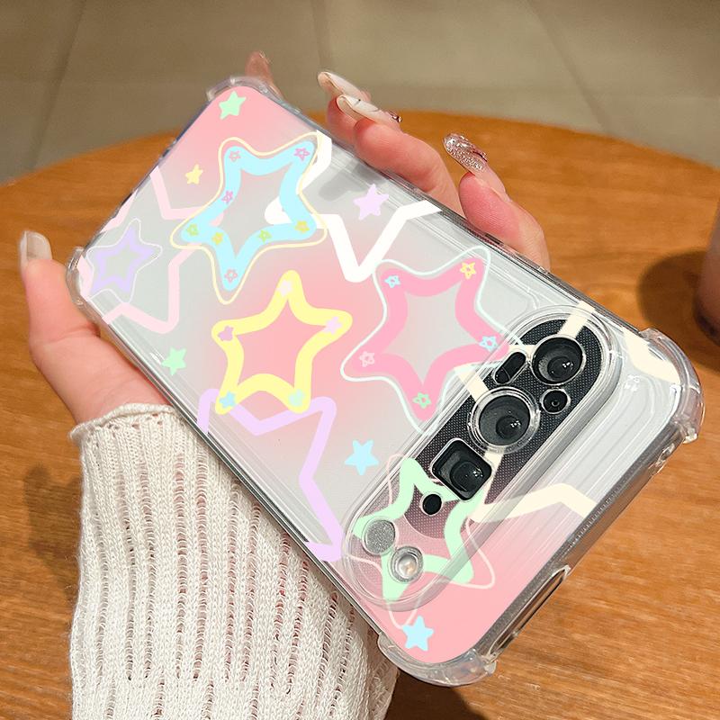 Modern Colorful Stars Pattern Case For Google Pixel 9 Pro XL 9A Shockproof TPU Silicone Clear Soft Cover