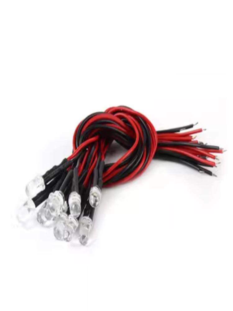 10pcs 3mm/5mm LED DIODE 12V 20cm pre-wired white red green blue yellow light-emitting diode, lighting pre-soldered