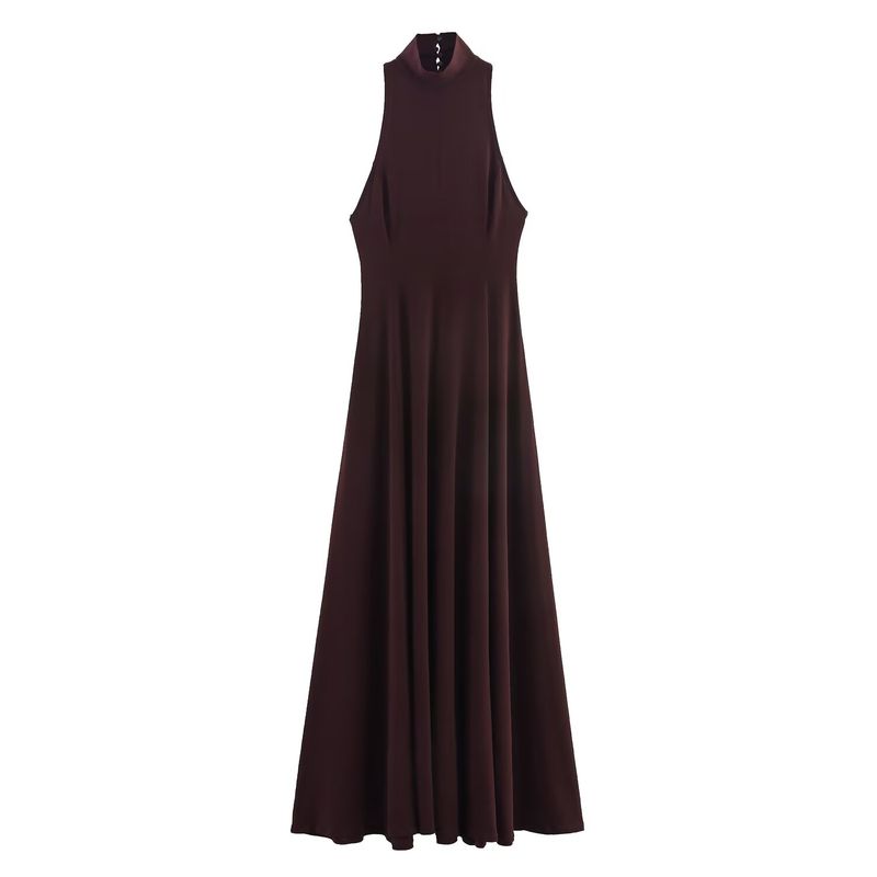 Kaslead New Women clothes Western Style Fashion Slim fit Simple Backless Long Dress 5063253