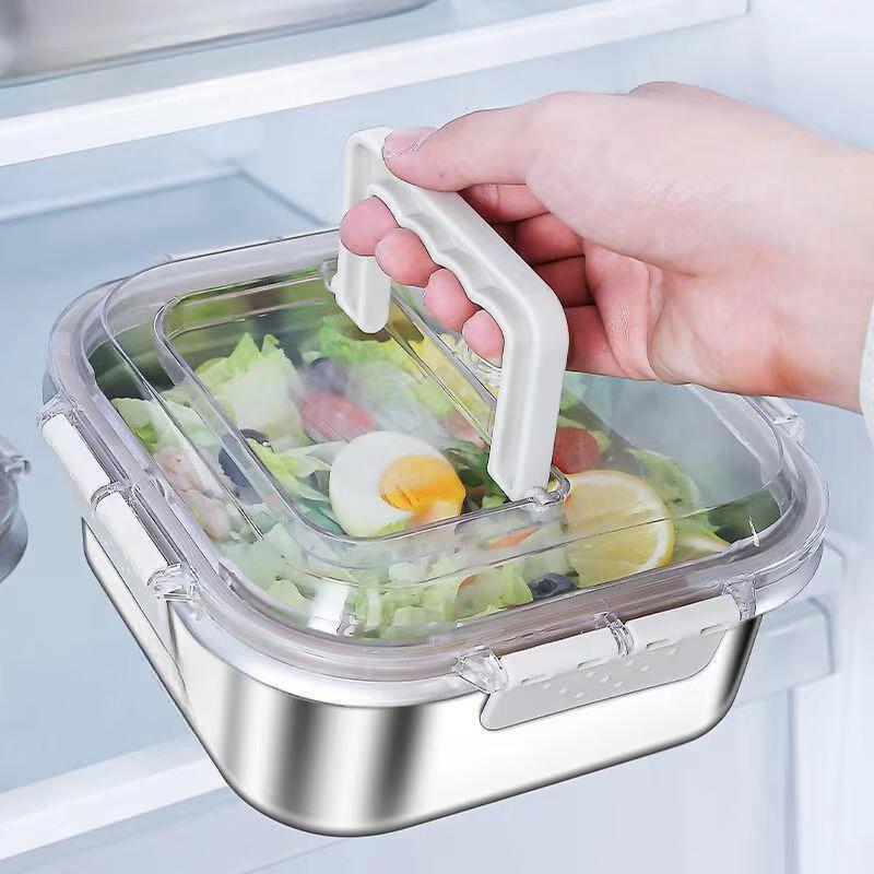 ZISIZ Portable 304 Stainless Steel Food Storage Container with Lid
