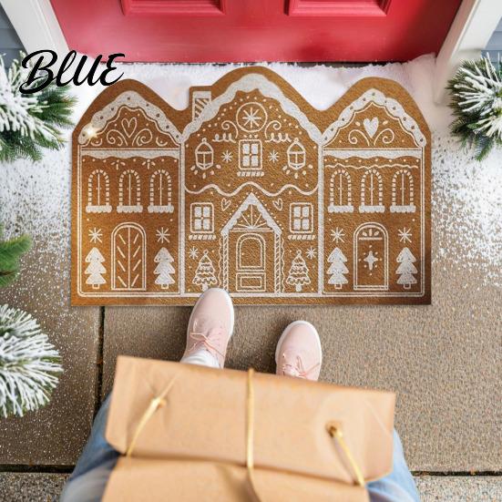 Festive Floor Mat Vintage Living House Dirt Rug Gingerbread Christmas Entrance Scrubber Washable Space Holiday