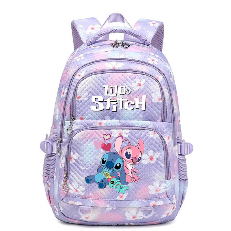 Teen Girl Student Schoolbag with Stitch Pattern Printed Backpack, Children's Large-capacity Schoolbag, Cute Cartoon