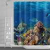 Sea Animals Shower Curtain 3D Dolphin Turtle Octopus Jellyfish Undersea World Bathroom Decoration Kids Polyester Bathtub Curtain