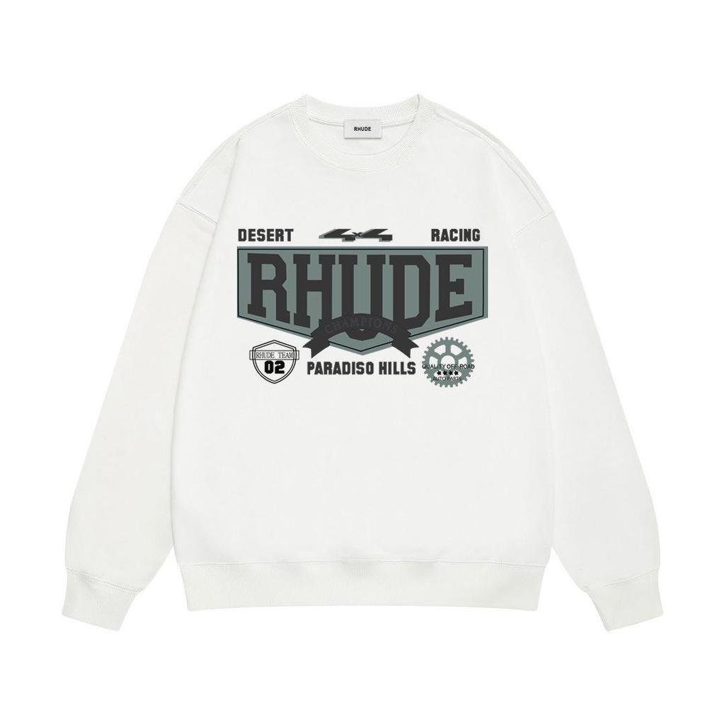 RHUDE Herren Lockerer Baumwoll-Hoodie mit Buchstabenprint - Europäischer & Amerikanischer Trend