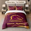 Custom Bedding Set Brisbane Broncos Pattern, Print Name Text 1 Duvet Cover Plus 2 Pillowcases Home Textile