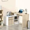 L-förmiger Schreibtisch, Eck-Computertisch mit Schublade, verstellbarem Regal, Schrank für Homeoffice und Arbeitszimmer, 120 x 92 x 75 cm, Eiche und Weiß