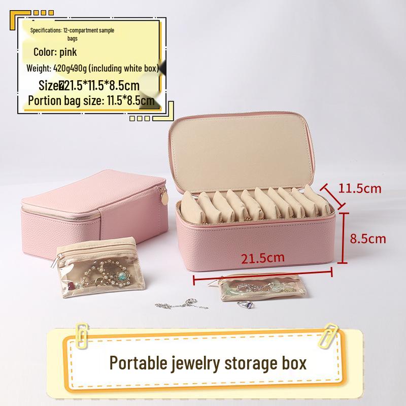 

Travel Jewelry Storage Box: Portable 12-Piece Earring & Accessory Organizer 21.5*11.5*8.5 cm розовый