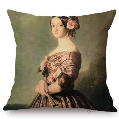 Franz Xaver Winterhalter Rococo Royal Court Princess Queen Beautiful Lady Portrait Oil Painting Sofa Pillow Case Cushion Cover