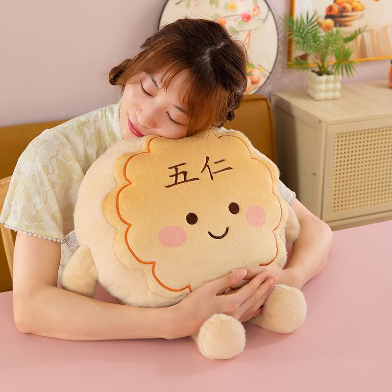 Creative Mid-Autumn Festival Cute Soft Expression Mooncake Pillow Cushion Holiday Gift Plush Toy Grabber Doll