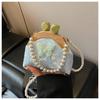 Summer embroidery small bag women's new fashion bamboo joint portable mouth gold bag pearl chain messenger bag