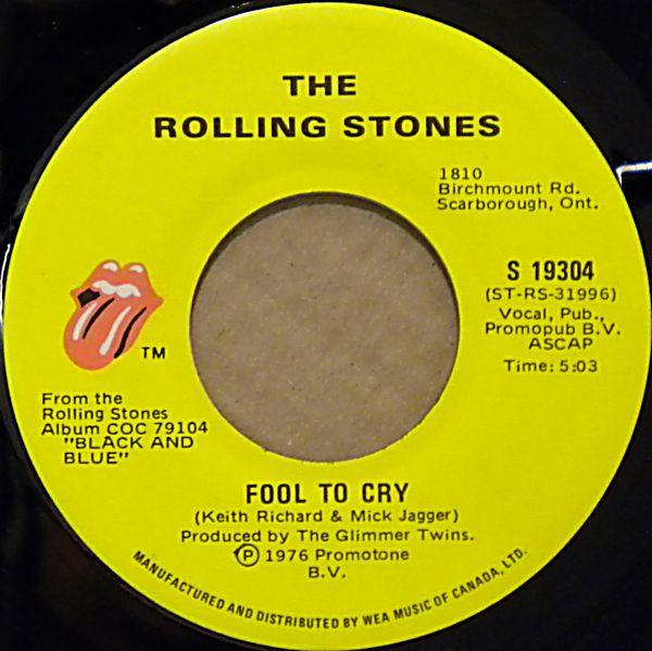 

7inch Record ROLLING STONES Fool To Cry Hot Stuff S19304 Rolling Stones 1976 Canada Rock Used