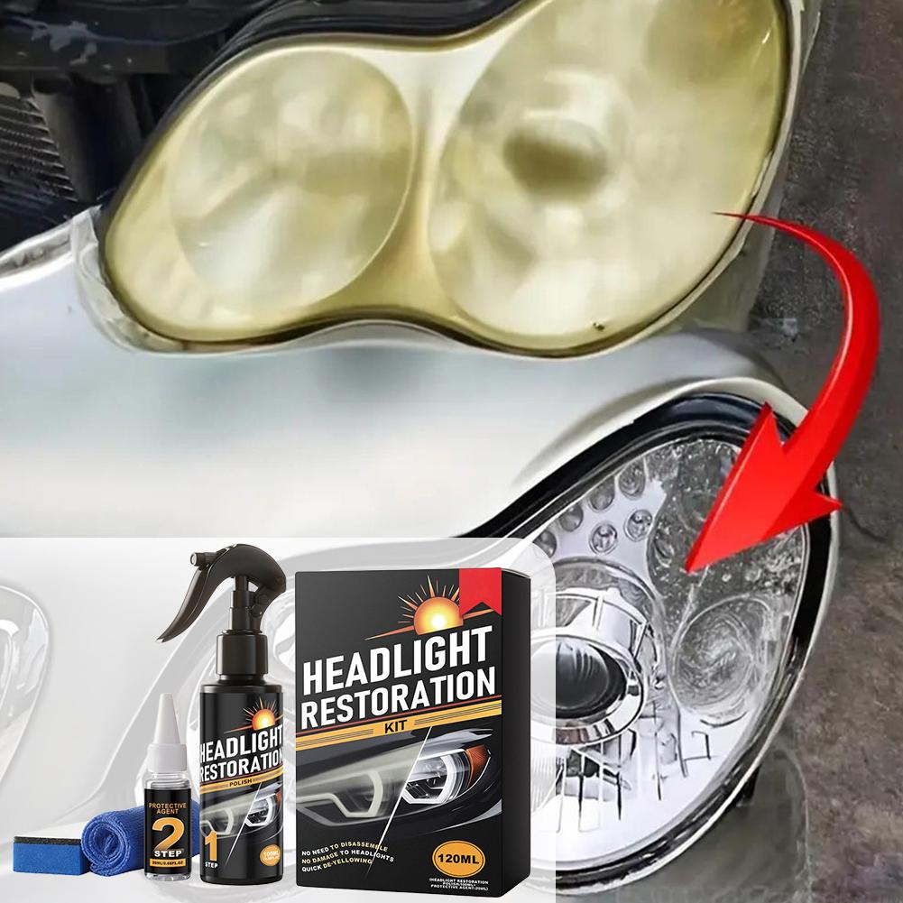 Car Headlight Restoration Kit Polishing Set Headlight Cleaner Sealant Removes Yellowing Scratches Haze Repair Fluid Tool