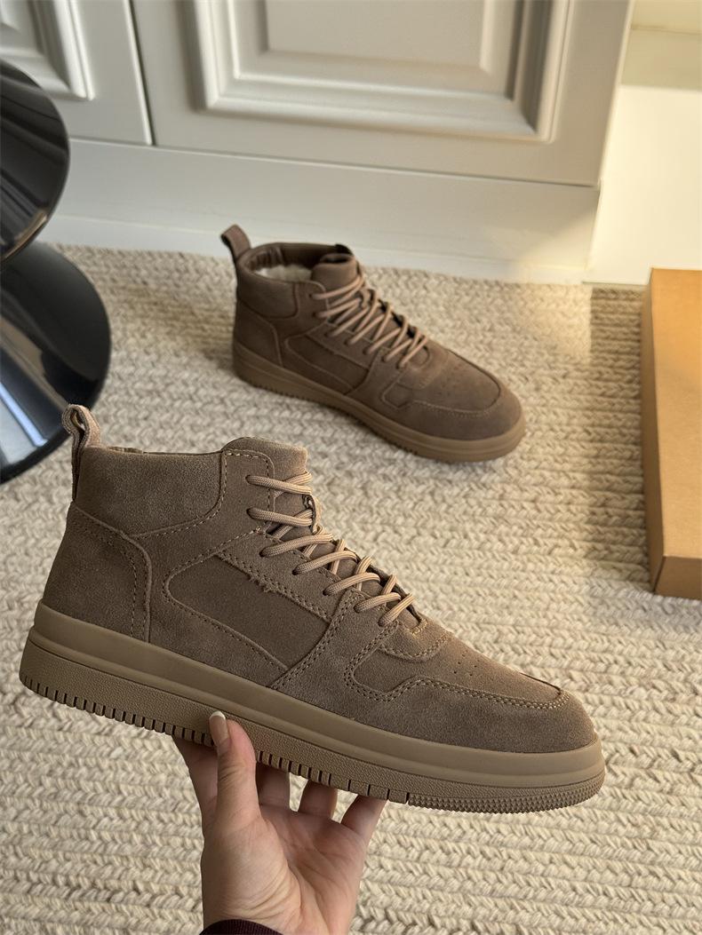 

Snow boots men s fleece thickened winter new sheepskin fur integrated cold-proof and non-slip high-top wool boots warm cotton shoes 44