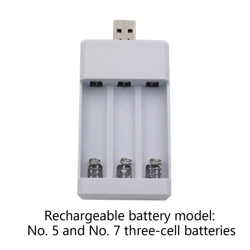Rechargeable Battery Charger USB Output 3 Slots Charging Short Circuit for Protection Suitable for AAA/AA Battery Tools