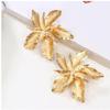 New Vintage Metal Golden Color Flower Big Earrings For Women Fashion Floral Statement Earrings Jewelry Gift