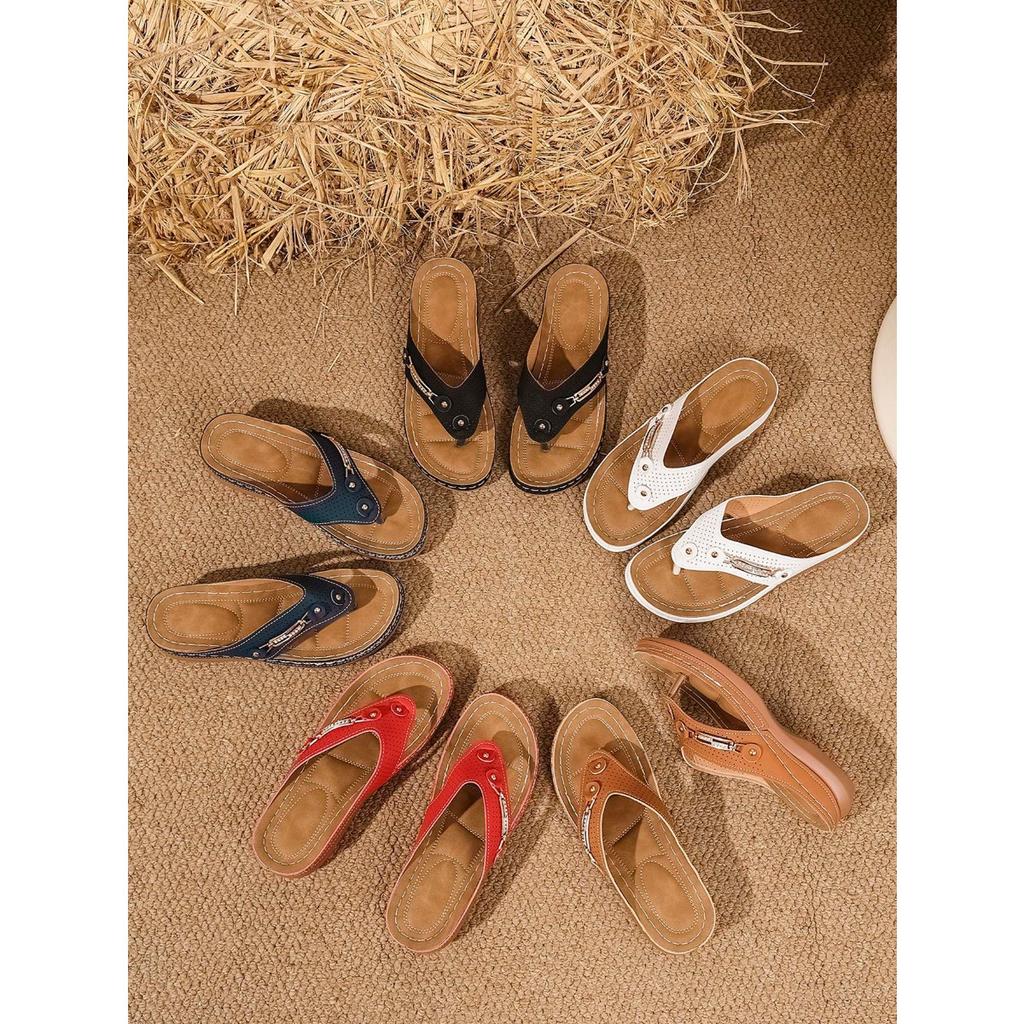 Ladies' Wedge Sandals -with Arch Support,Breathable,Solid Casual and Formal Daily Comfortable Slippers, Comfortable Flip Flops, Outdoor Beach Slippers