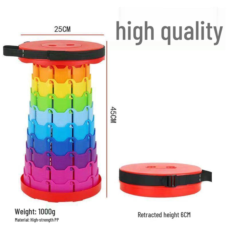 Compact Telescopic Folding Stool for Outdoor, Travel, and Fishing - Portable & Adjustable Plastic Chair for Balcony or Queues