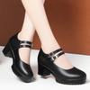 5.5см Модные Удобные Мэри Джейн из Мягкой Кожи на Платформе с Двойной Пряжкой в Форме Сердца Туфли Весна 2025 Женские Туфли на Среднем Блочном Каблуке