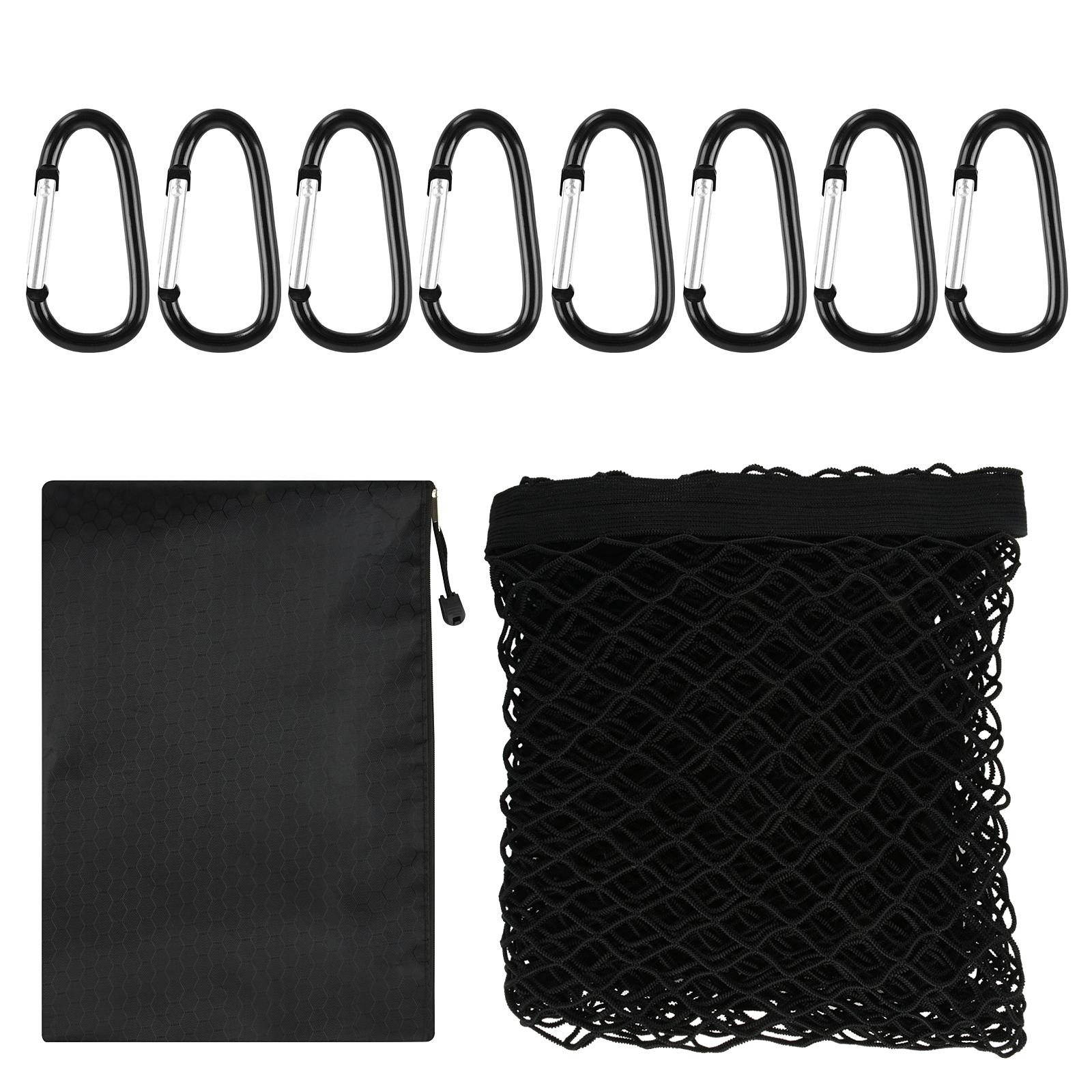 

Сетка для багажа для пикапа, сетка для багажа, сетка с 8 металлическими карабинами, растягивается до 7,0 x 6,5 , аксессуары для кузова грузовика чёрный