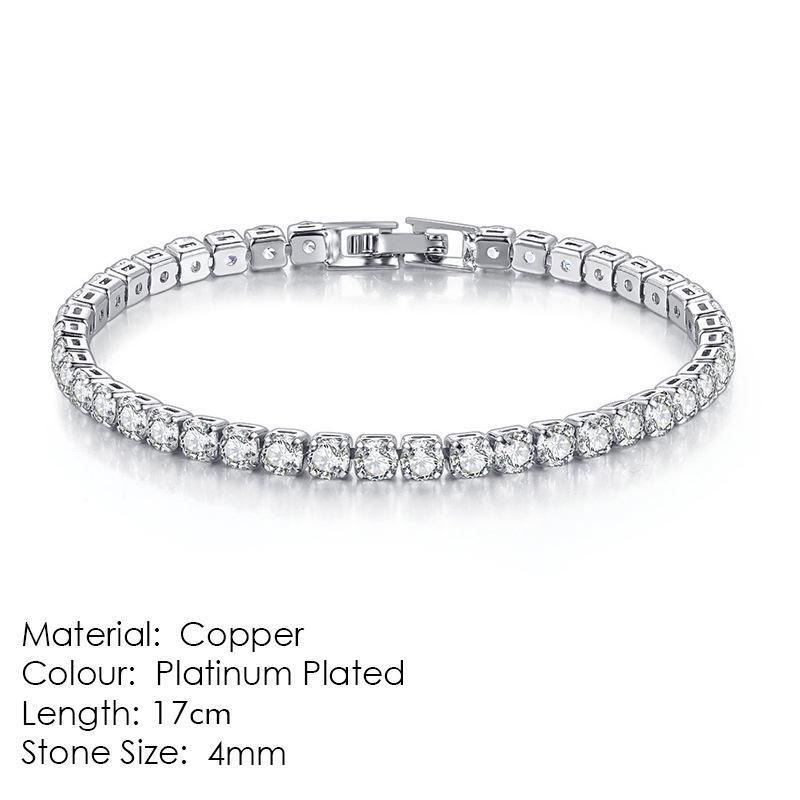 Women's Gold-Plated Zircon Tennis Bracelet - Full Diamond Design, Model S5650
