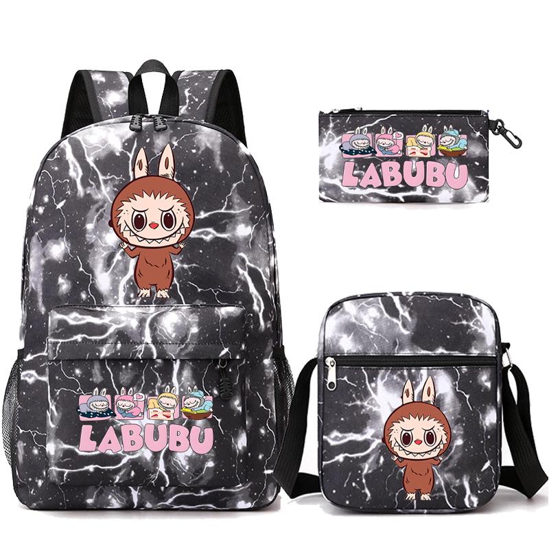 3Pcs/set Cute Printed Backpack with Shoulder Bag Pencil Case Student Girl Boy Schoolbag Large Capacity Bookbag Travel Bag